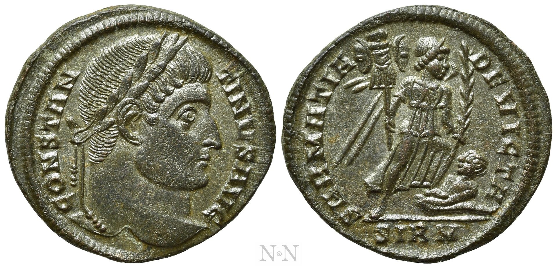 古代ローマ銀貨 ローマのコイン AE follis コンスタンティヌス 2 世-A.D 317-340