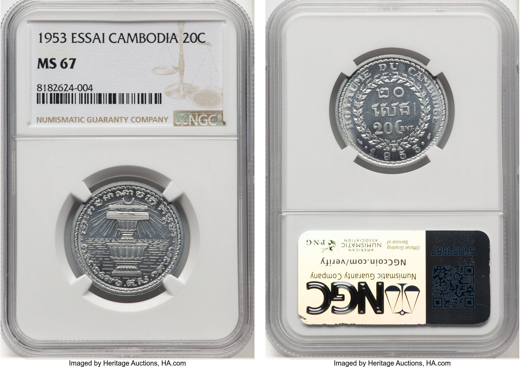 PCGS PR70 DCAM★”1860” 2007年カンボジア 4フラン銀貨 PCGS PR70 DCAM☆”1860” 2007年カンボジア 4フラン銀貨