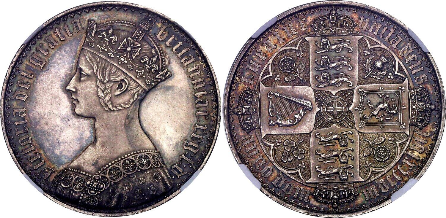 (1851年)イギリス Crown PCGS PR68RD CAM ゴシック銅貨 CoinArchives.com Search Results : 1847 gothic crown