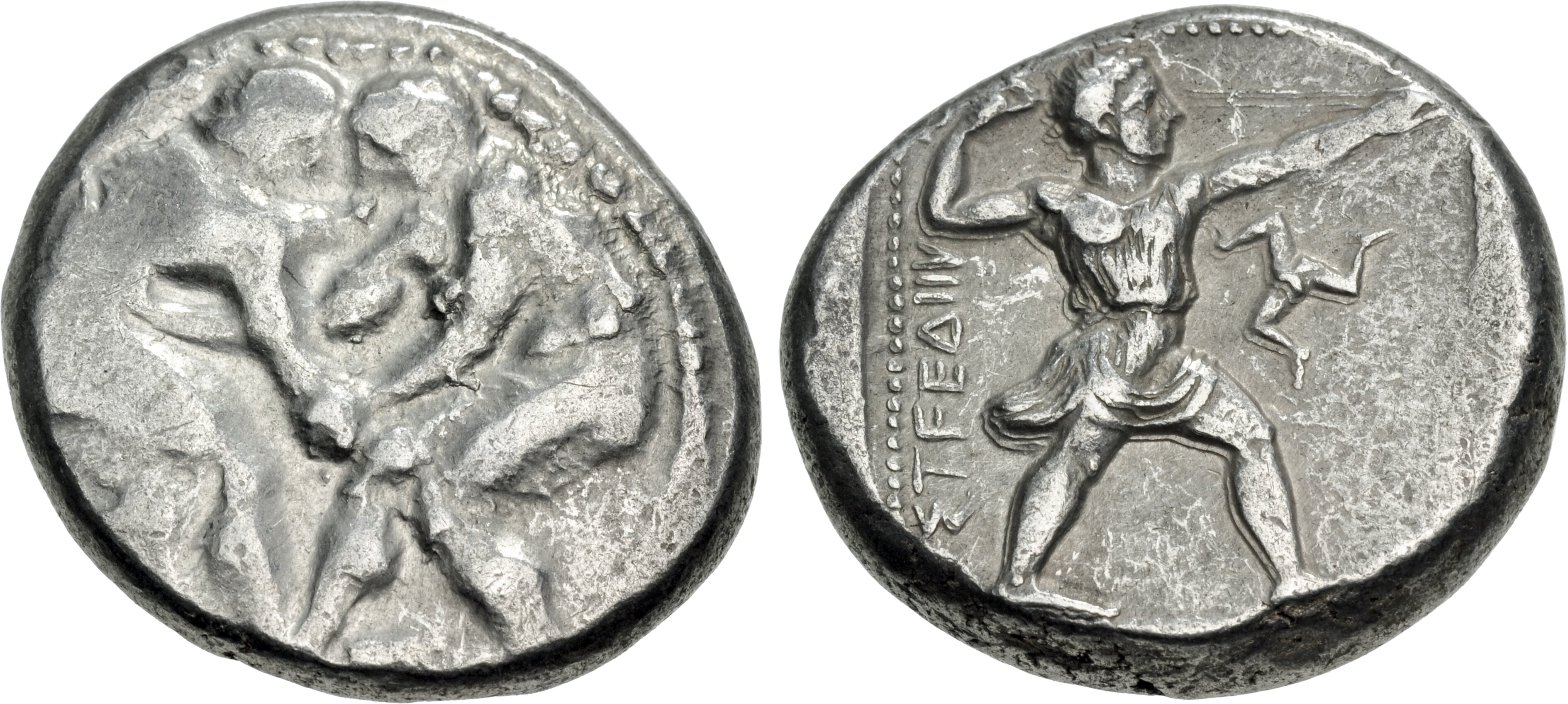 古代ギリシャ 古代ローマ オリンピック銀貨 レスリング