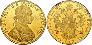 オーストリア 1915 フランツ・ヨーゼフ1世 4ダカット 金貨 NGC