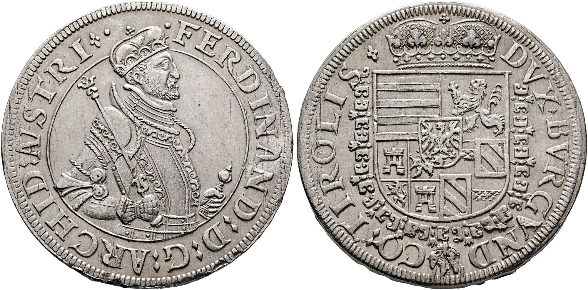 オーストリア 2ドゥカット銀貨 14枚の盾とFerdinand Carol大公 オーストリア 2ドゥカット銀貨 14枚の盾とFerdinand Carol大公