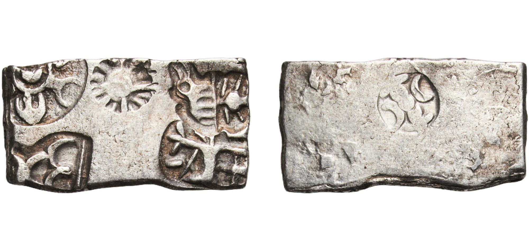 古代インド マウリヤ朝 Karshapana銀貨（BC200年前後）[E1326]コイン