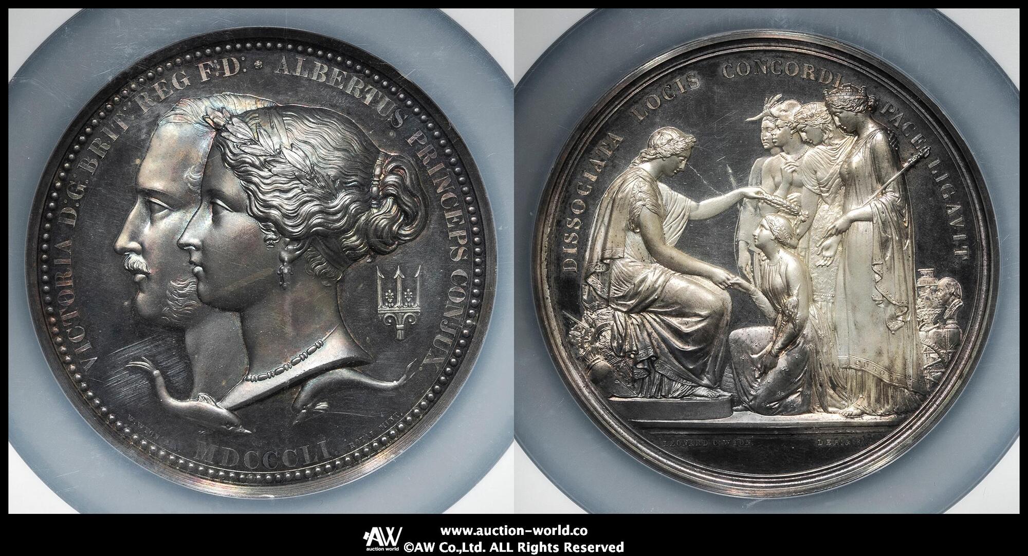 ビクトリア女王銀メダル.1837 .イギリス文化,芸術受賞者.大型 1837年 イギリス ヴィクトリア女王 ロンドン ギルドホール訪問
