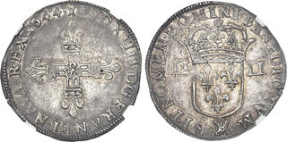 1/2 Écu 1647 Argent - Monnaie Royale Louis XIV, époque Louis XIII à Louis XVI