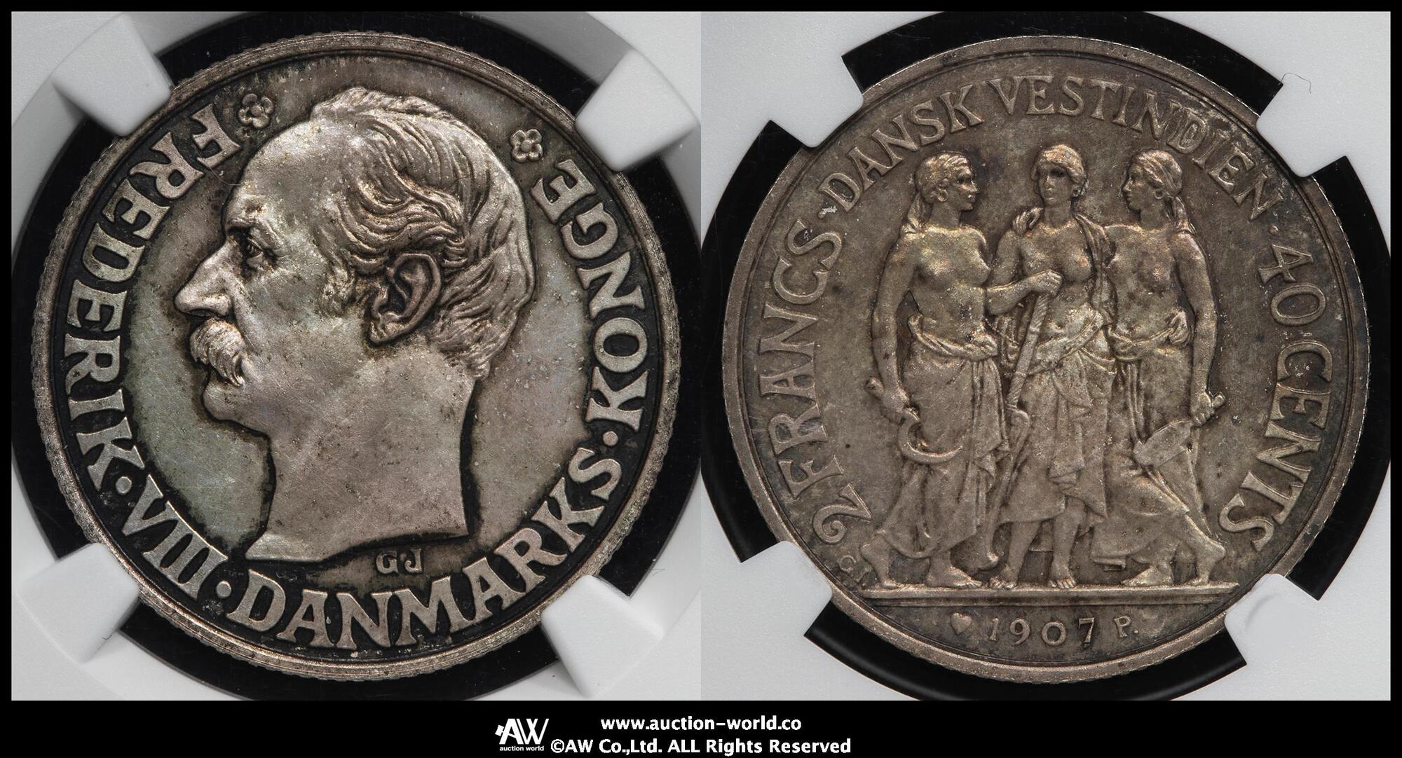 1900B 英領インドヴィクトリア2アナ銀貨NGC AU55