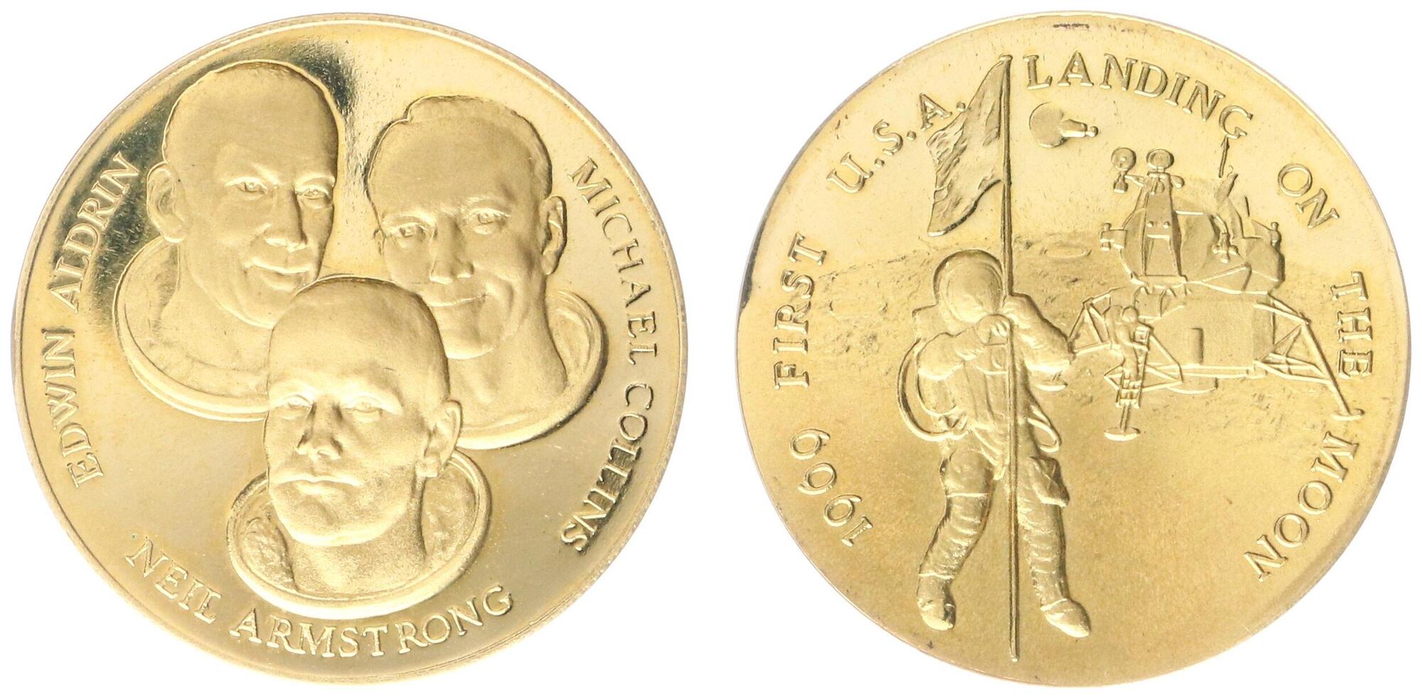 希少　USA アメリカ製　10K 10金　 アポロ11号　1969 金貨　コイン Usa First Lunar Landing | Apollo 11th July 1969 Medal
