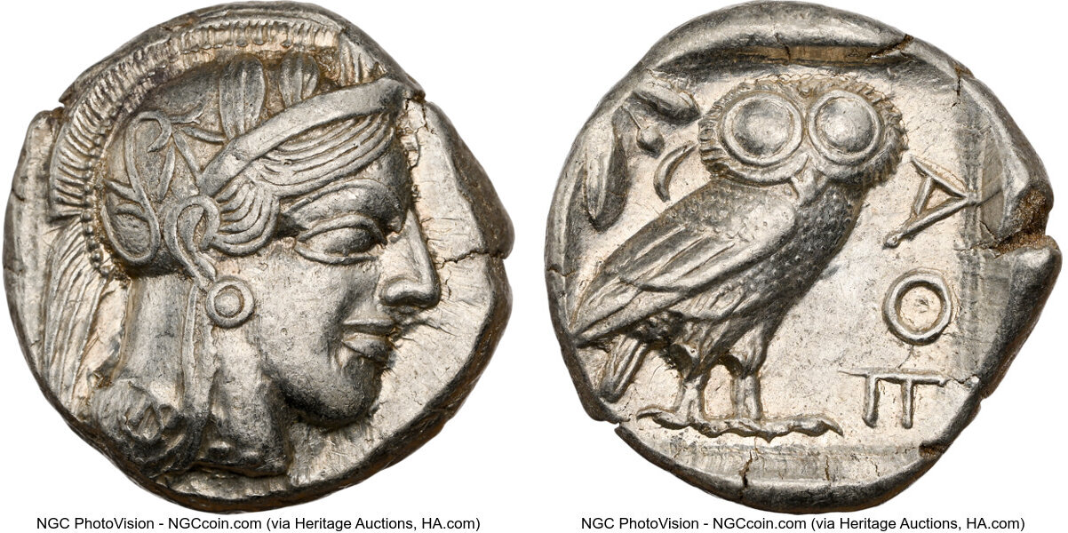 アッティカアテネ 440-404BC Ch XF Attica, Athens c.440-404 BC AR